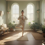 Frau beim Yoga mit einer "Discover The Flow" Hose